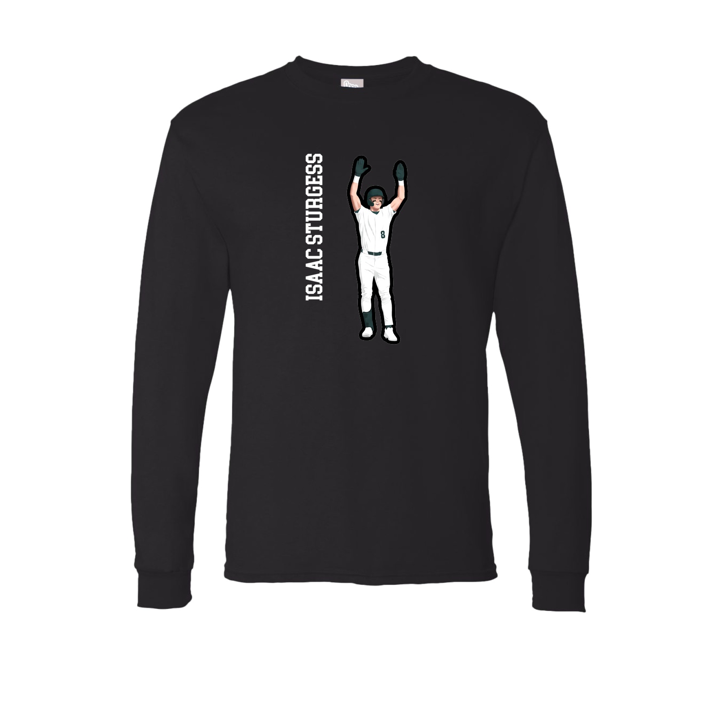 Long Sleeve Tee — Name Vertical in Black