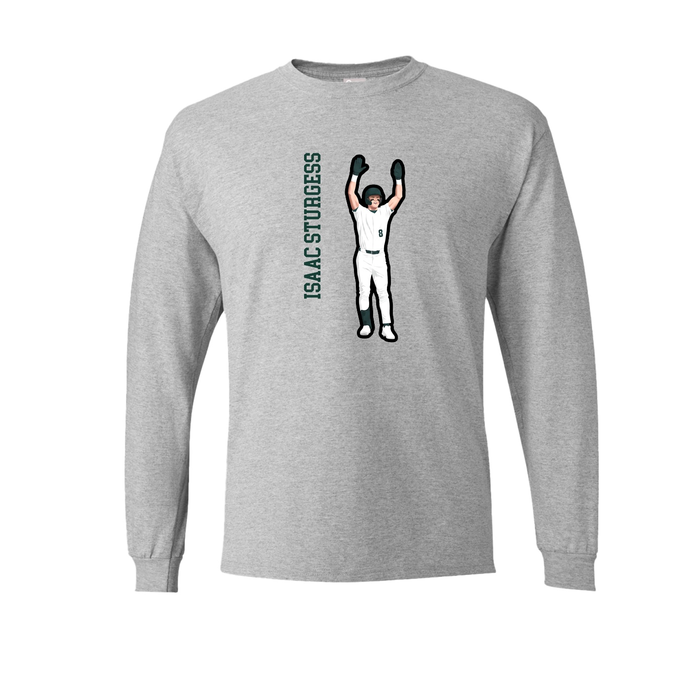 Long Sleeve Tee — Name Vertical in Grey