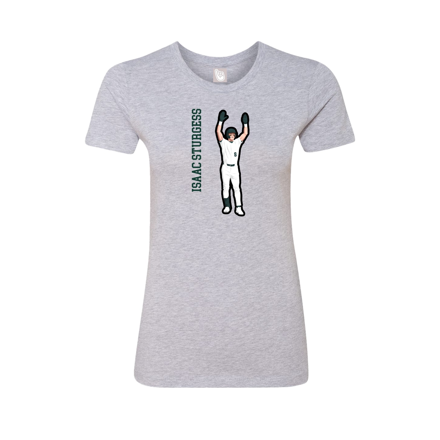 Womens Tee — Name Vertical in Grey