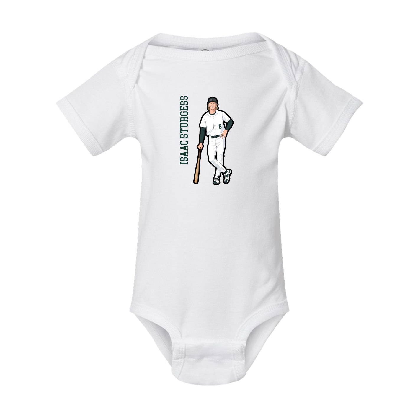 Baby Onesie — Name Vertical in White