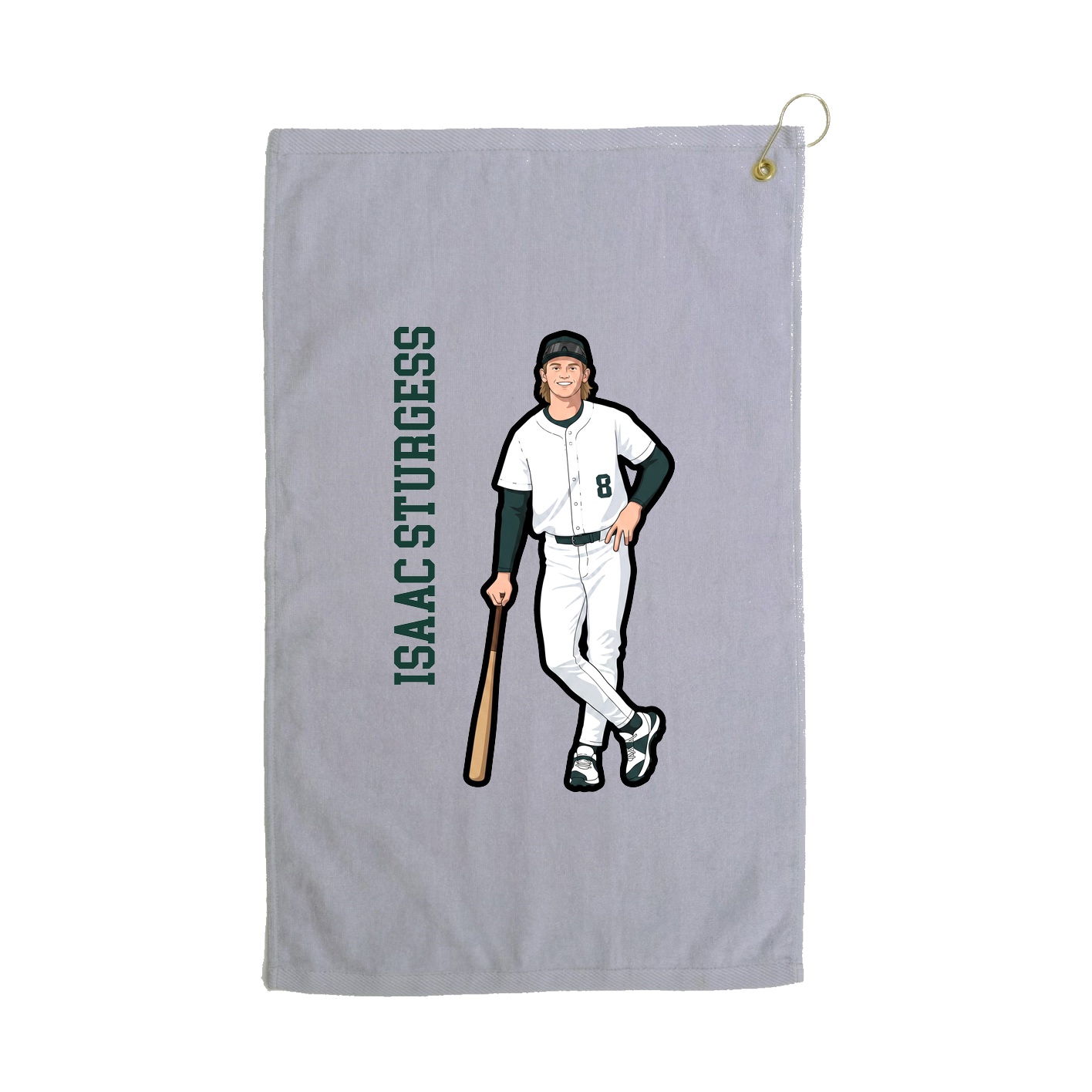 Golf Towel — Name Vertical in Grey