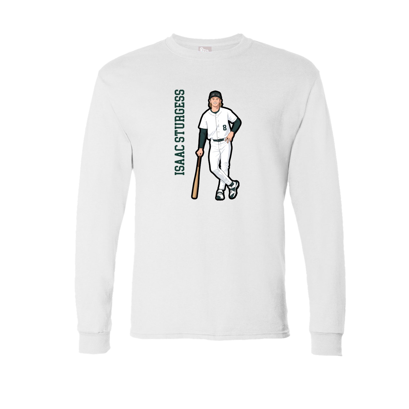 Long Sleeve Tee — Name Vertical in White