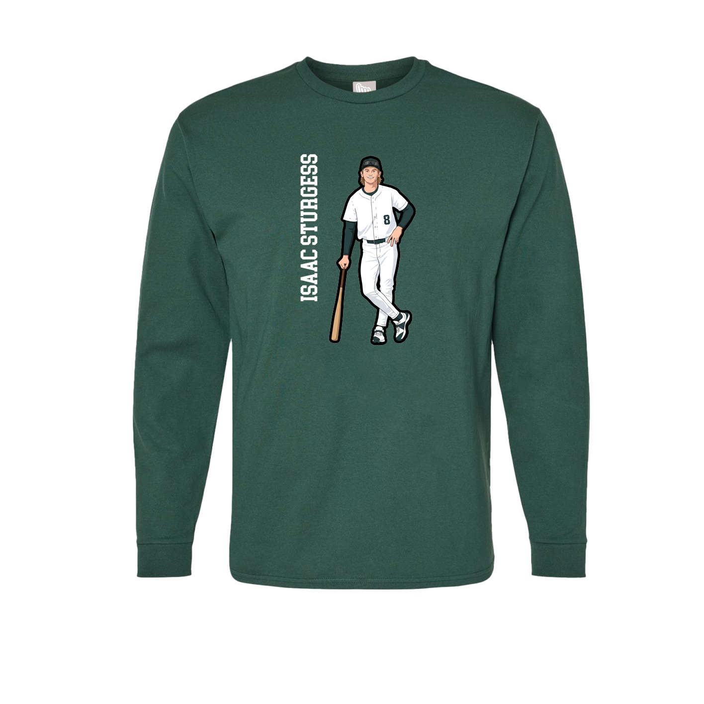 Long Sleeve Tee — Name Vertical in Green