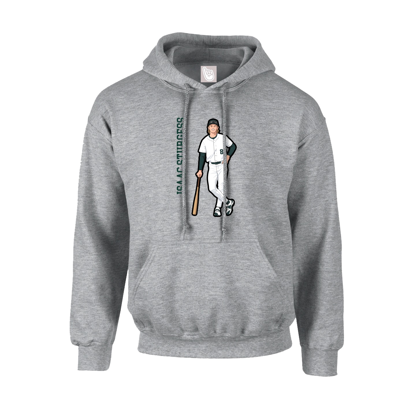 Youth Hoodie — Name Vertical in Grey