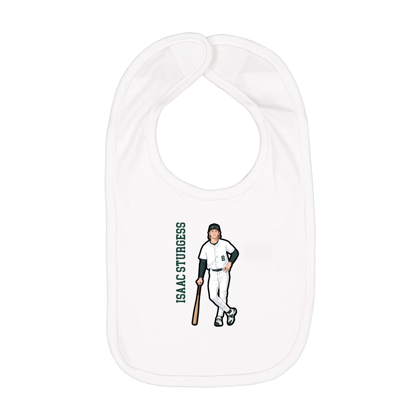 Infant Bib — Name Vertical in White