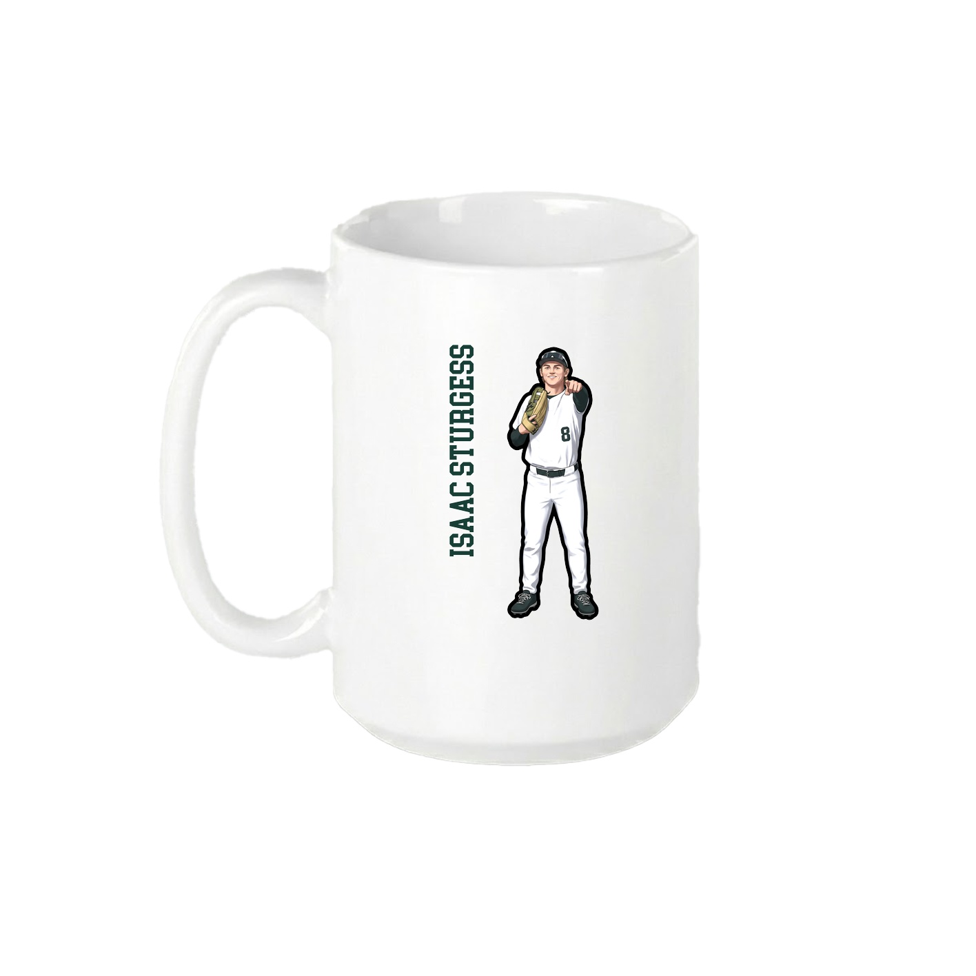 15oz Coffee Mug — Name Vertical in White
