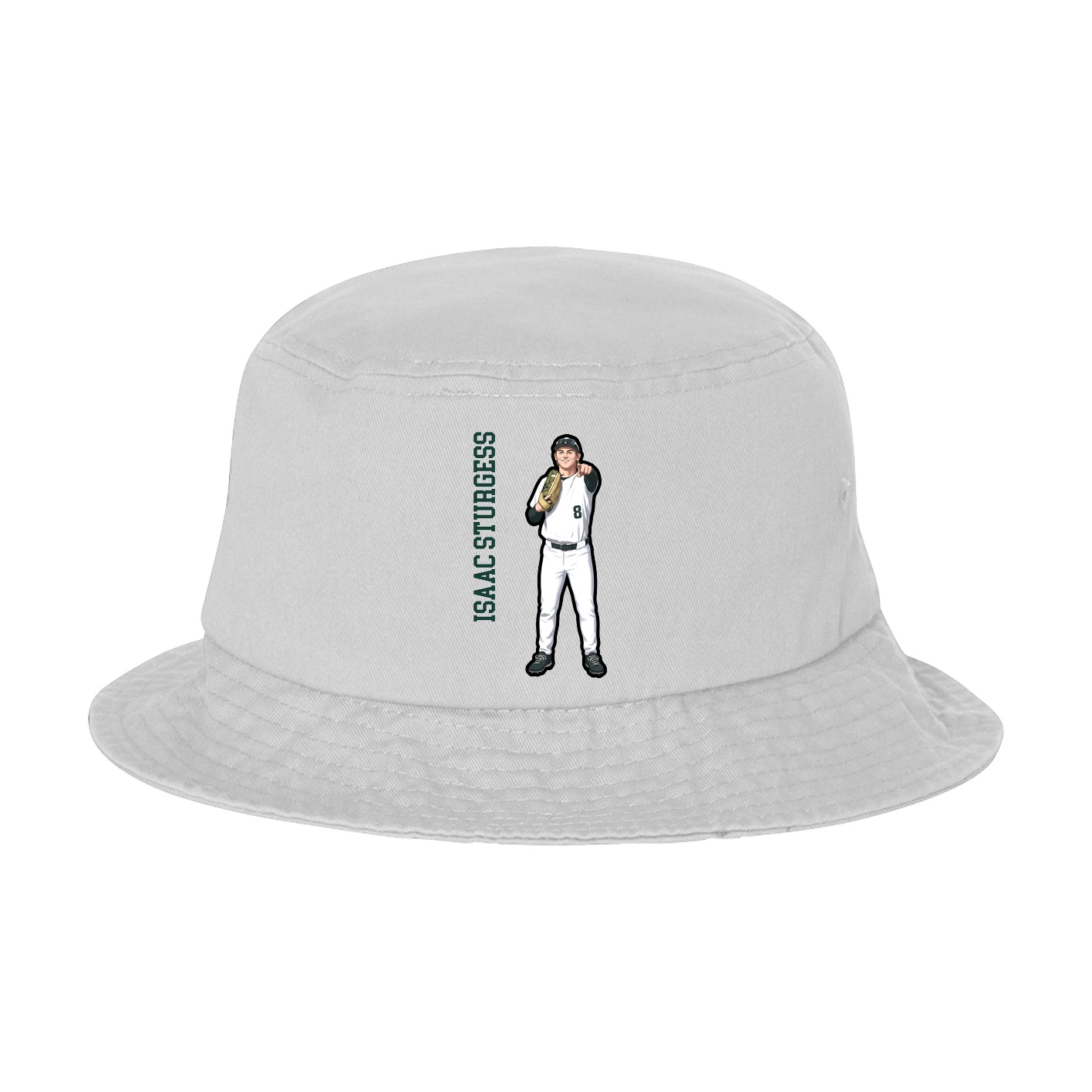 Bucket Cap — Name Vertical in White