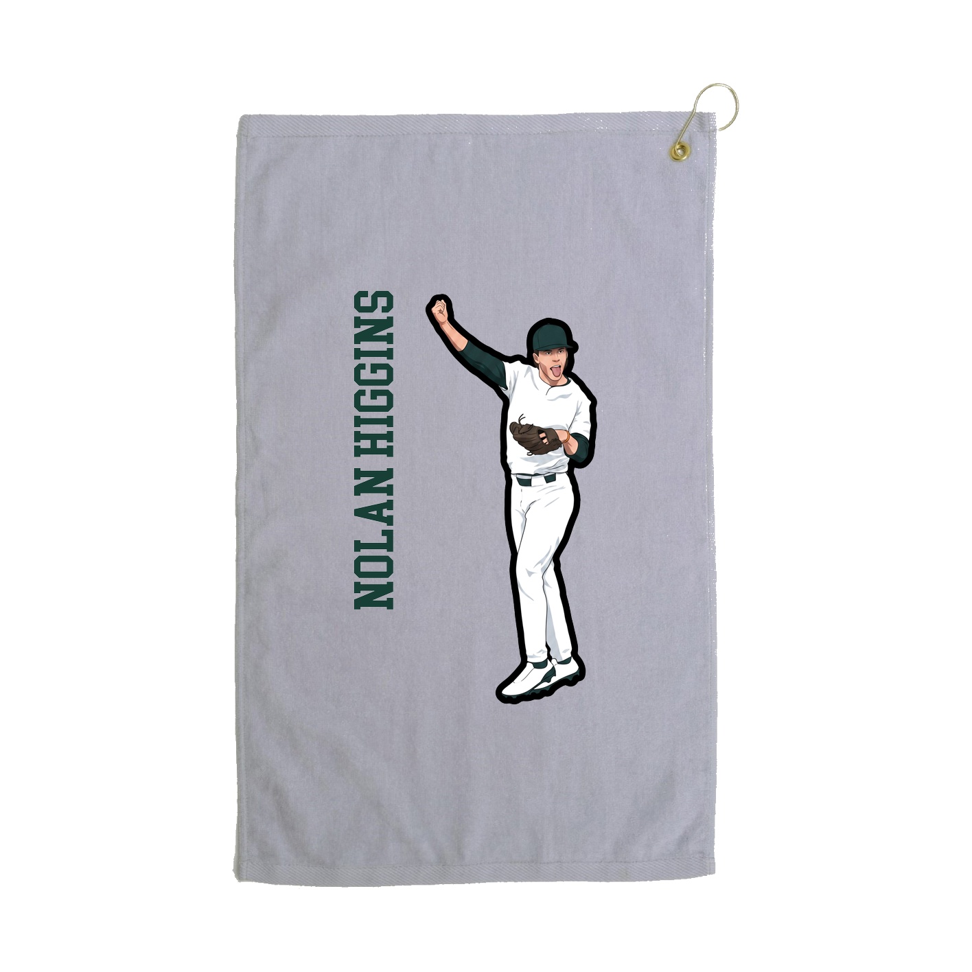 Golf Towel — Name Vertical in Grey