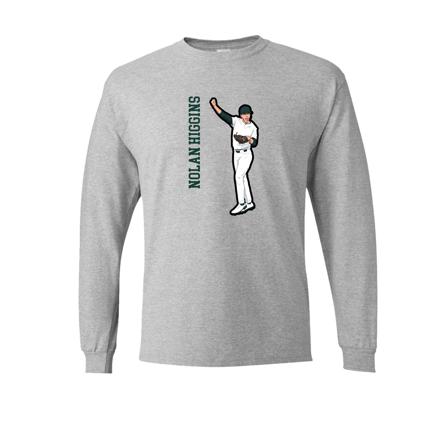 Long Sleeve Tee — Name Vertical in Grey