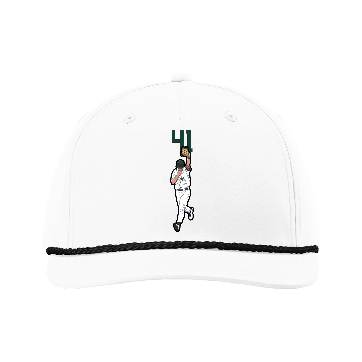 Five-Panel Classic Rope Cap — Number Top in White