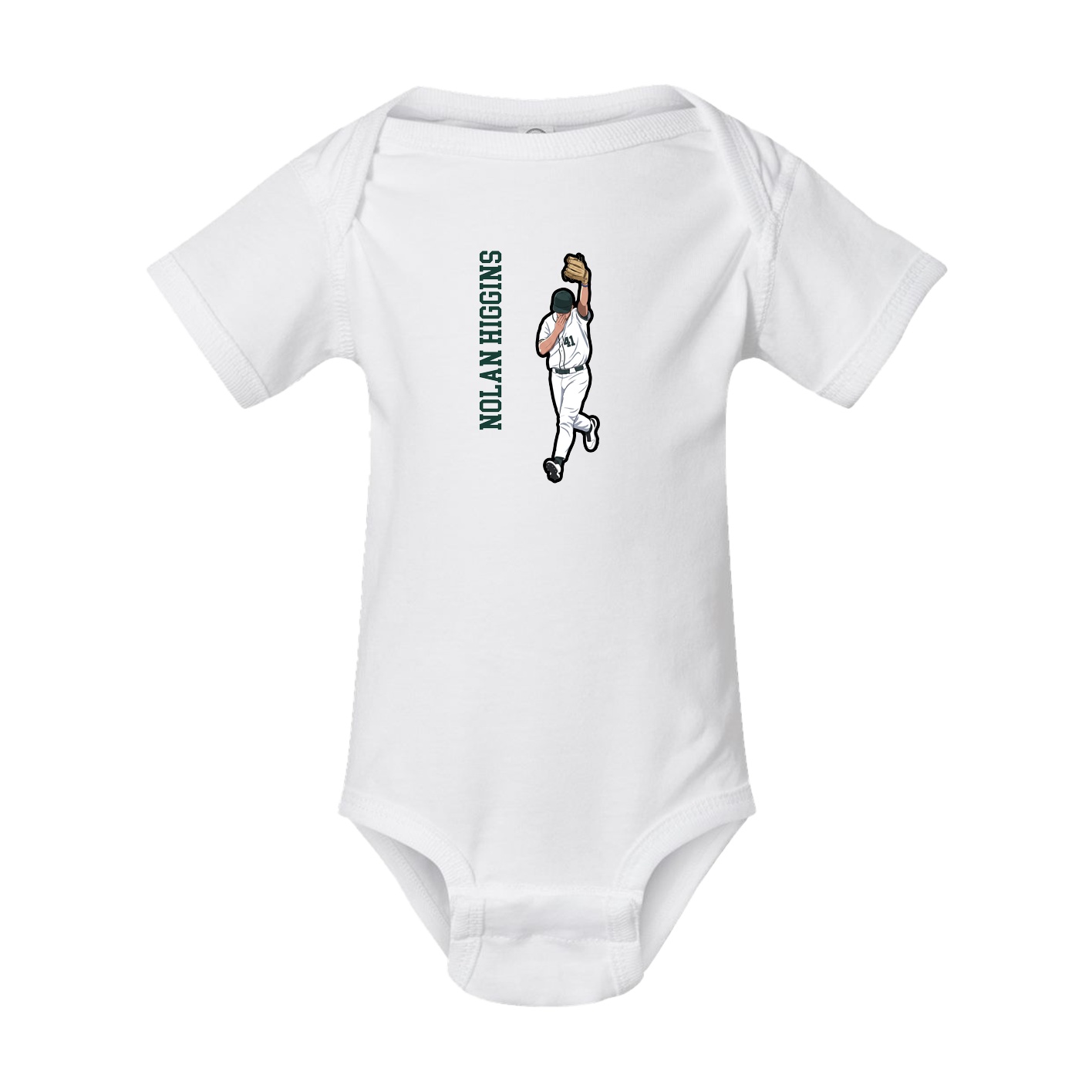 Baby Onesie — Name Vertical in White
