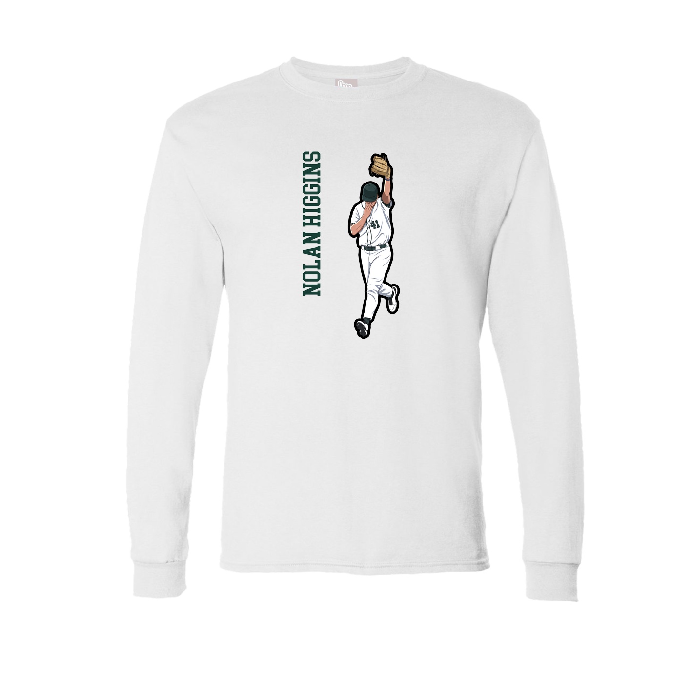 Long Sleeve Tee — Name Vertical in White