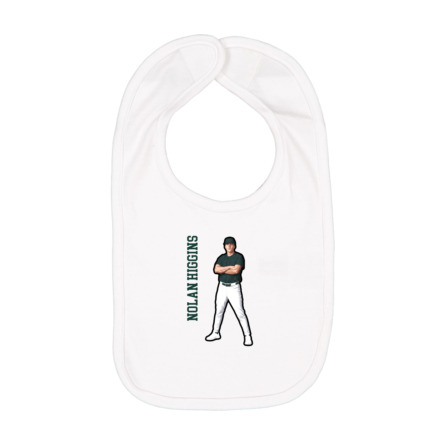 Infant Bib — Name Vertical in White