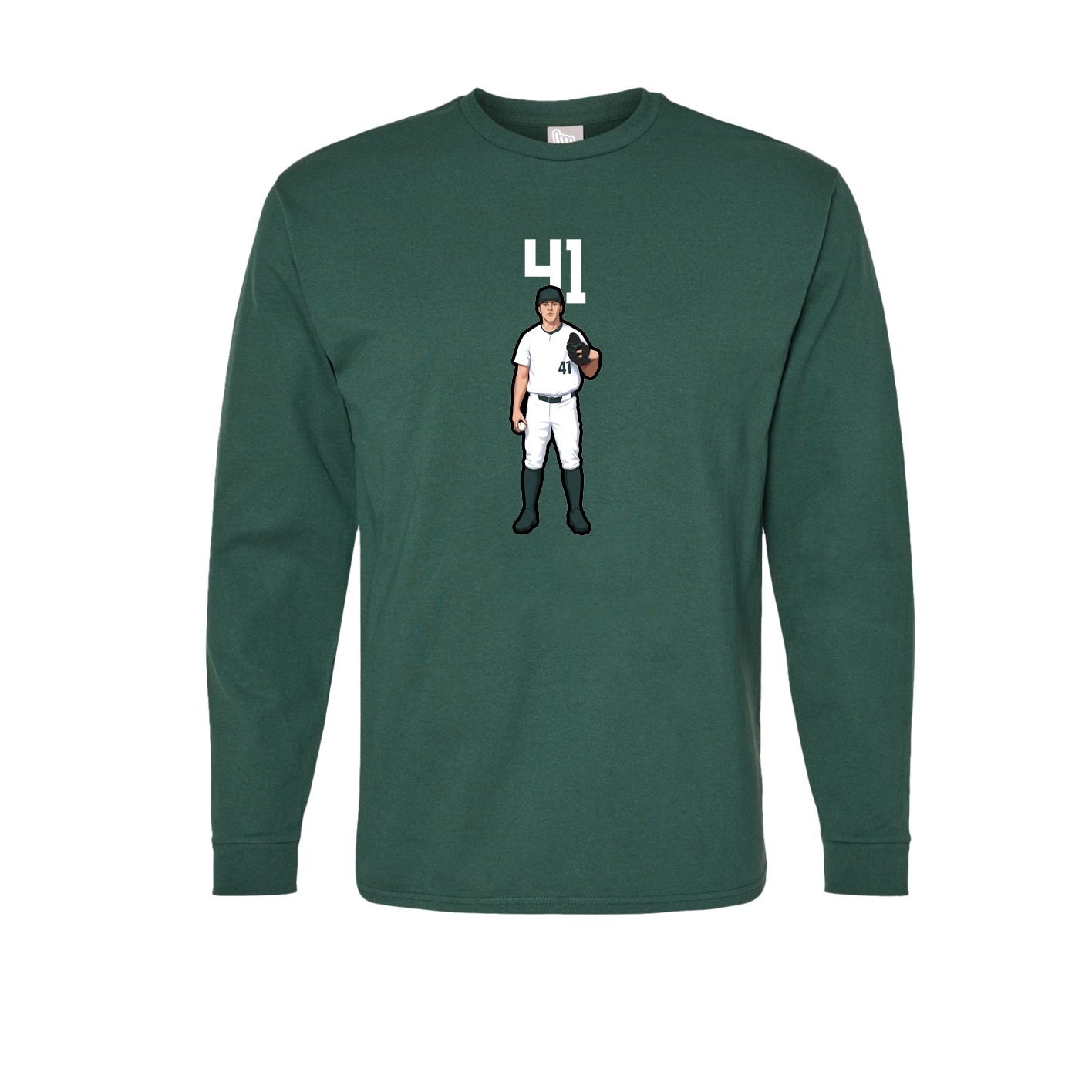 Long Sleeve Tee — Number Top in Green