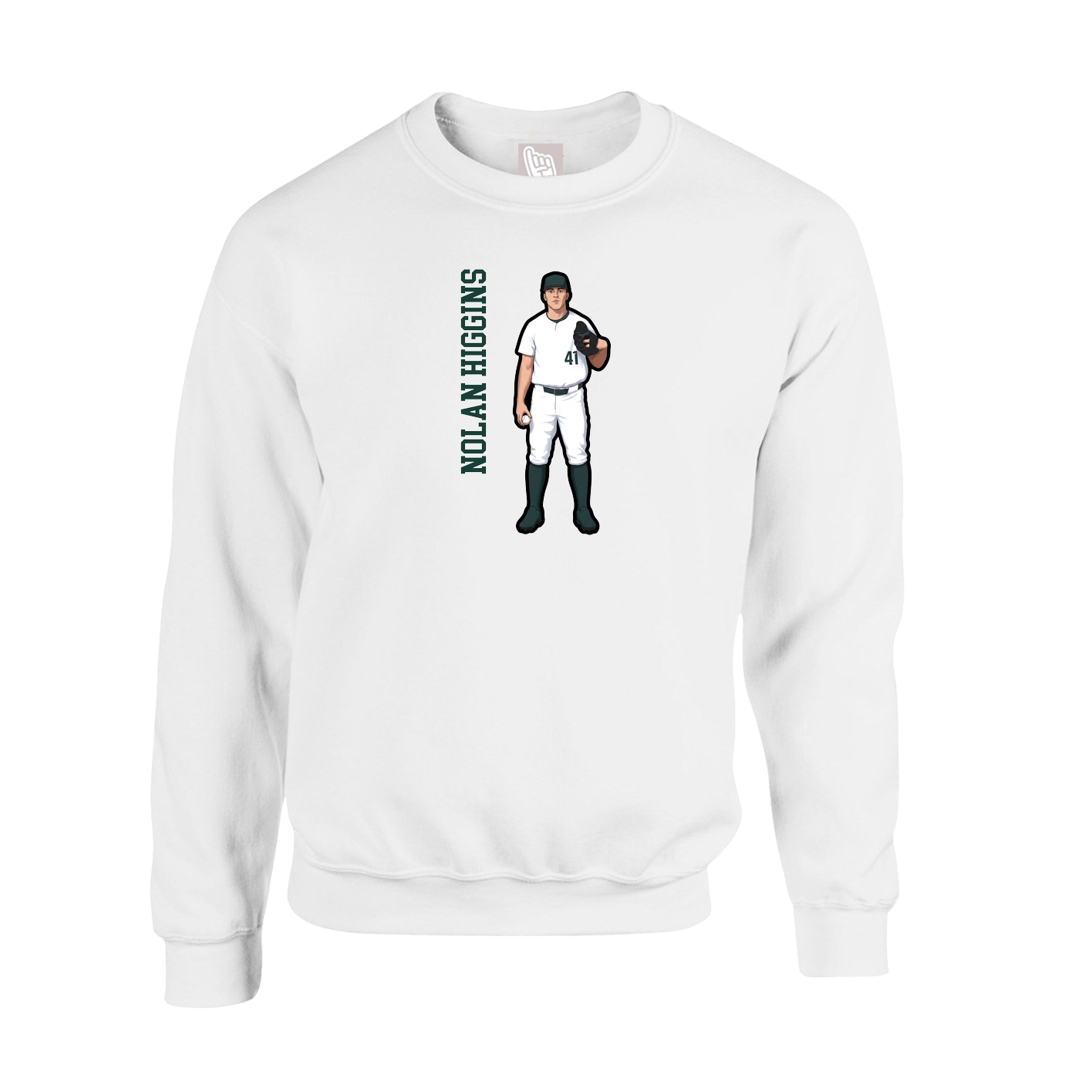 Fleece Crew — Name Vertical in White