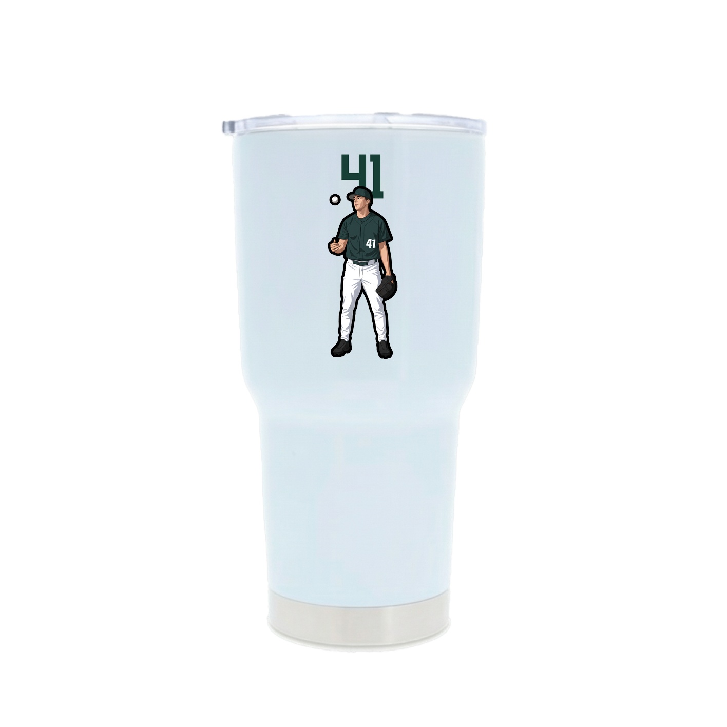 30oz Stainless Steel Tumbler — Number Top in White