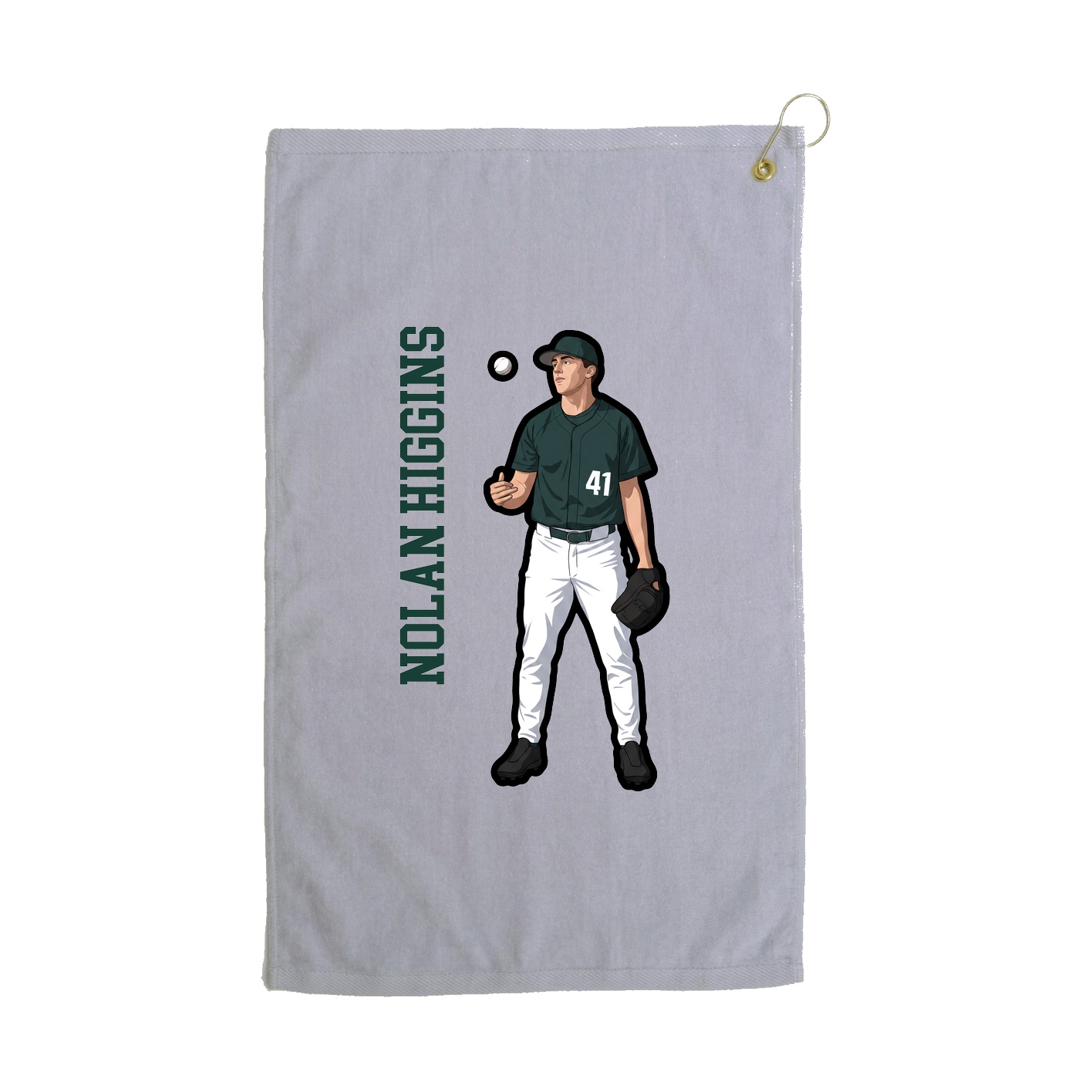 Golf Towel — Name Vertical in Grey