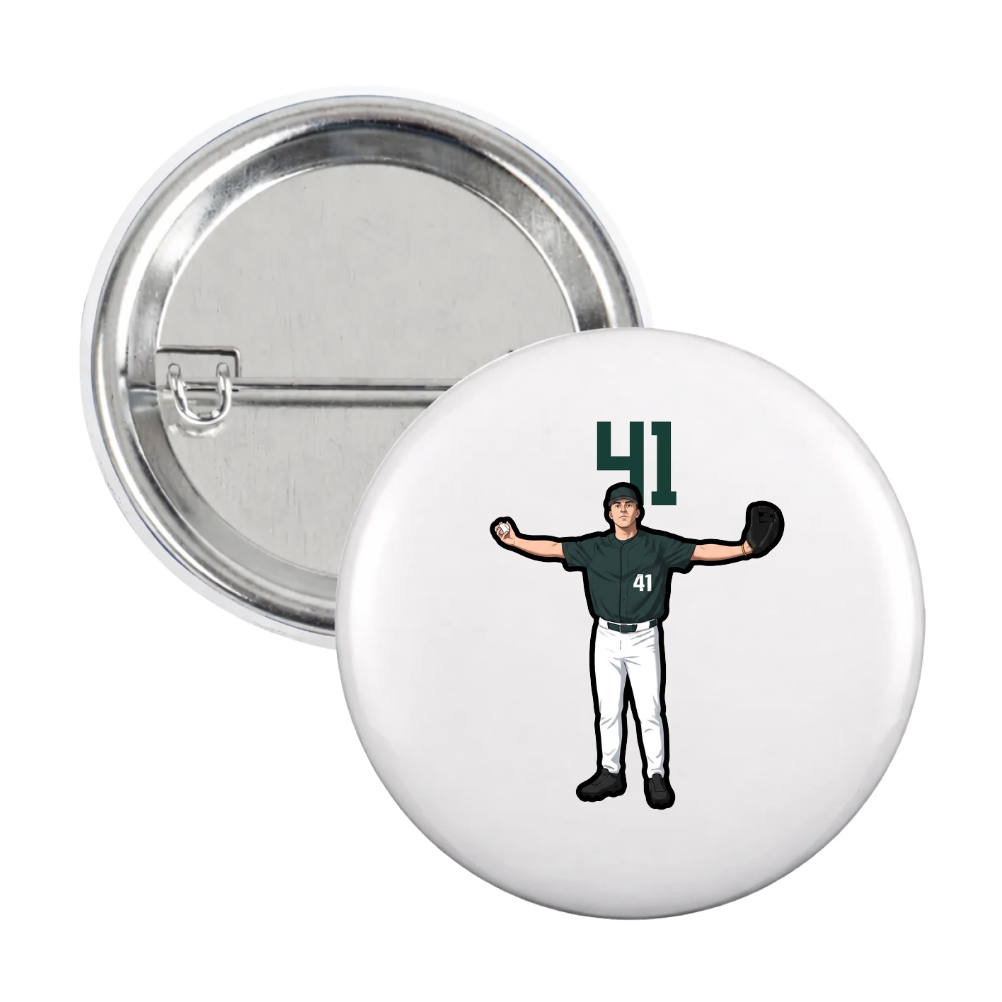 Game Day Button — Number Top in White
