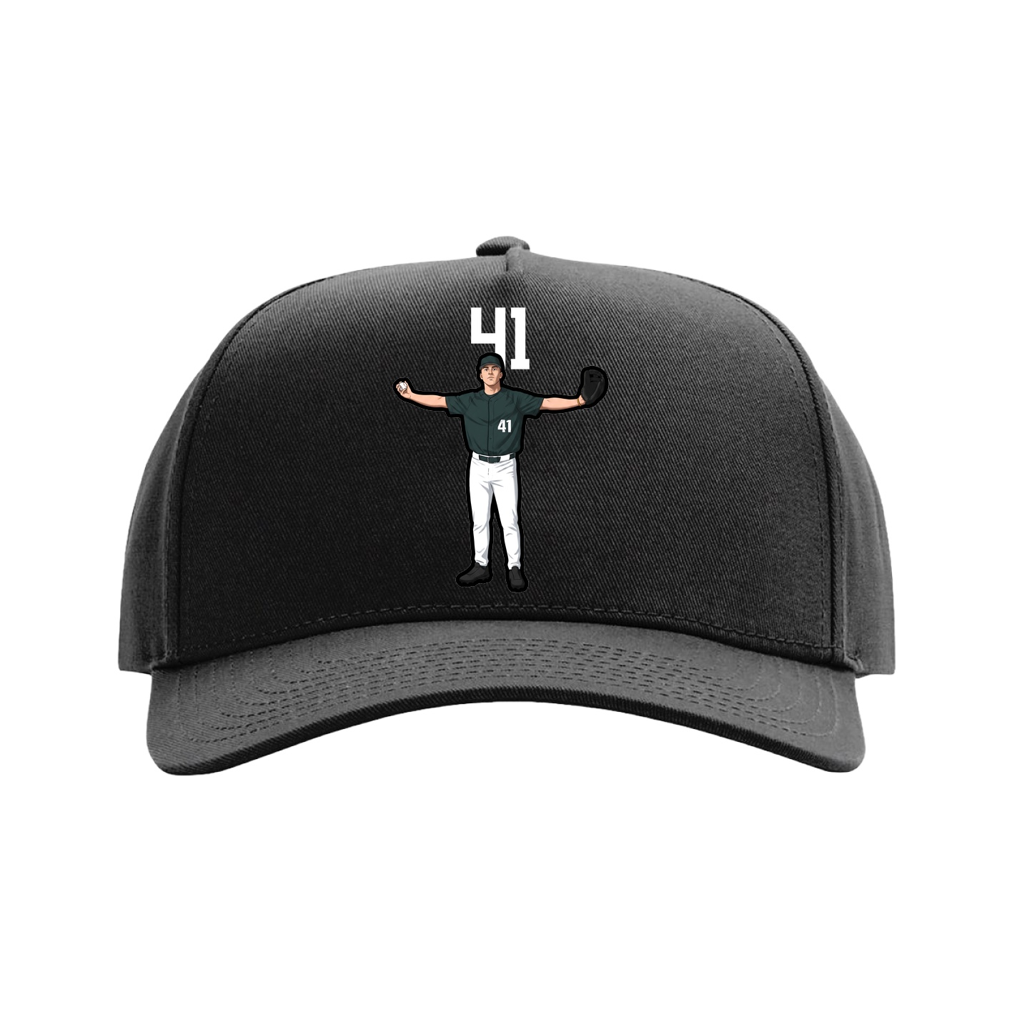 Full Fabric Five-Panel Champ Cap — Number Top in Black