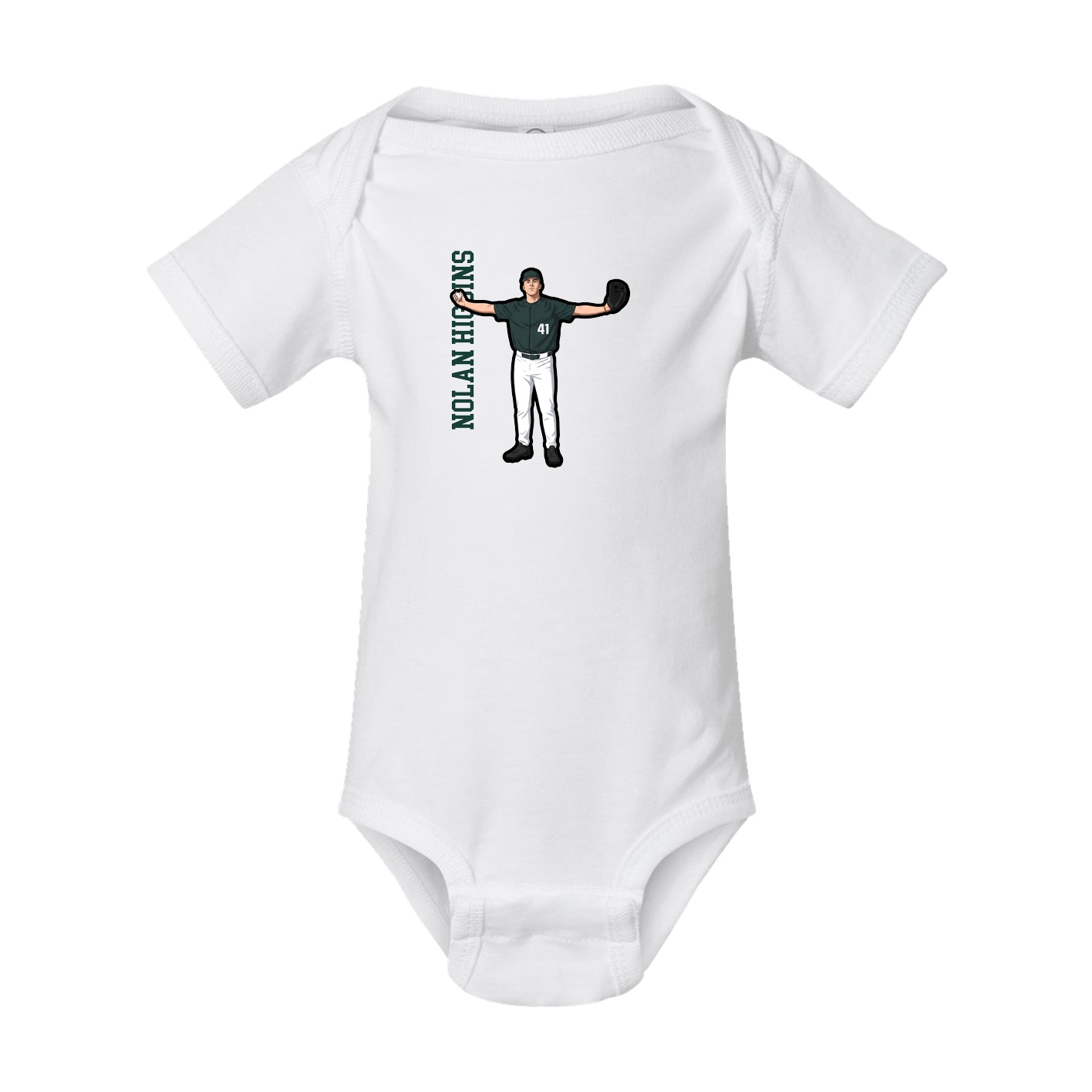 Baby Onesie — Name Vertical in White