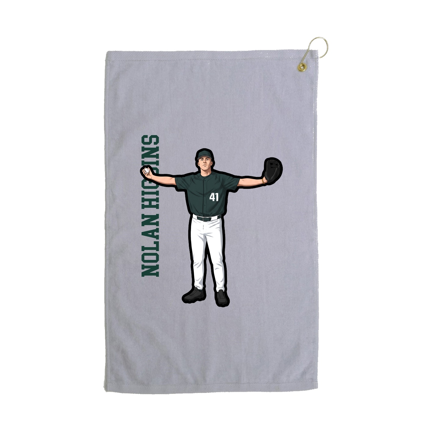 Golf Towel — Name Vertical in Grey