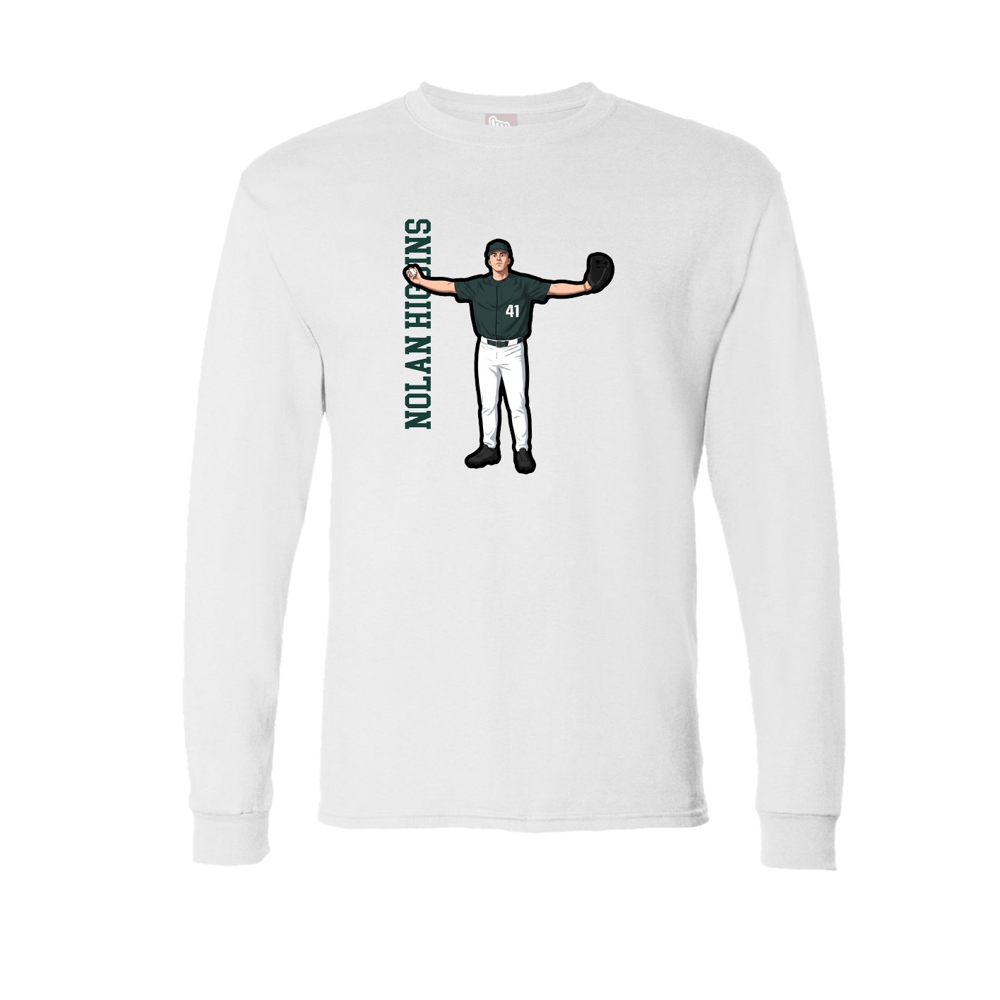 Long Sleeve Tee — Name Vertical in White