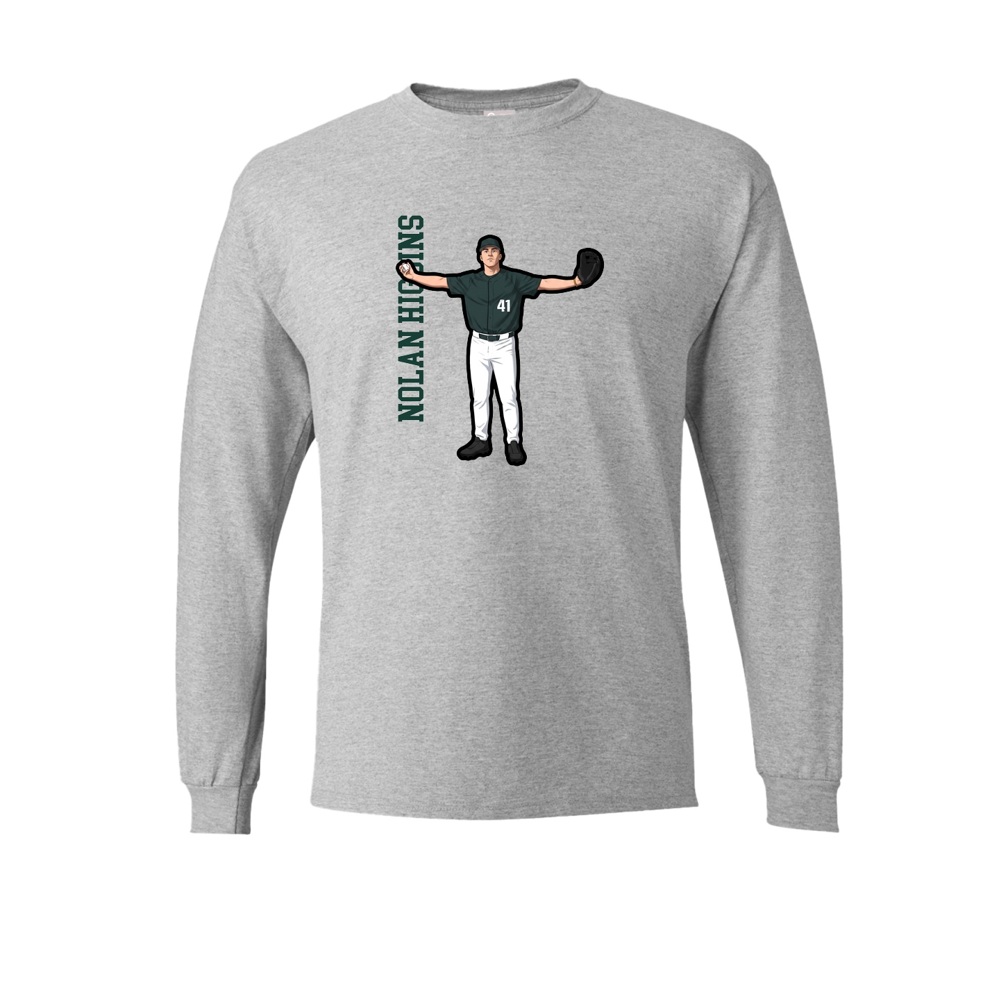 Long Sleeve Tee — Name Vertical in Grey