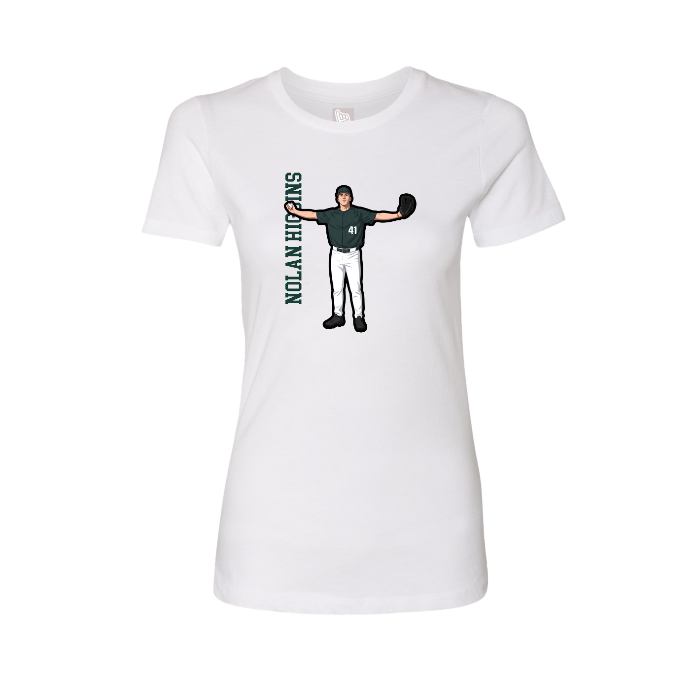 Womens Tee — Name Vertical in White