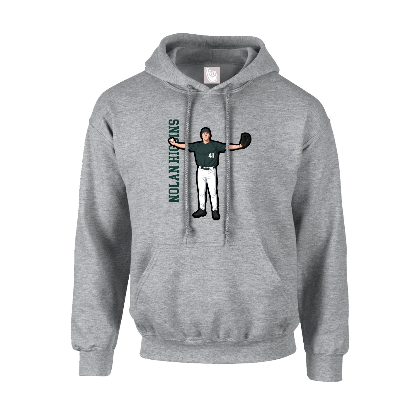 Youth Hoodie — Name Vertical in Grey