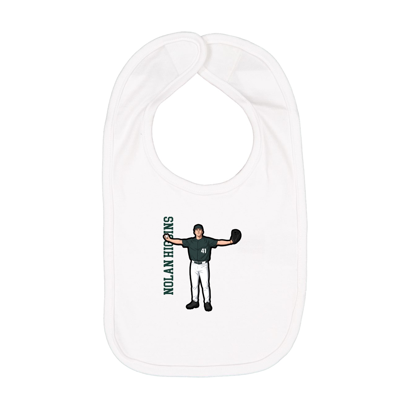 Infant Bib — Name Vertical in White