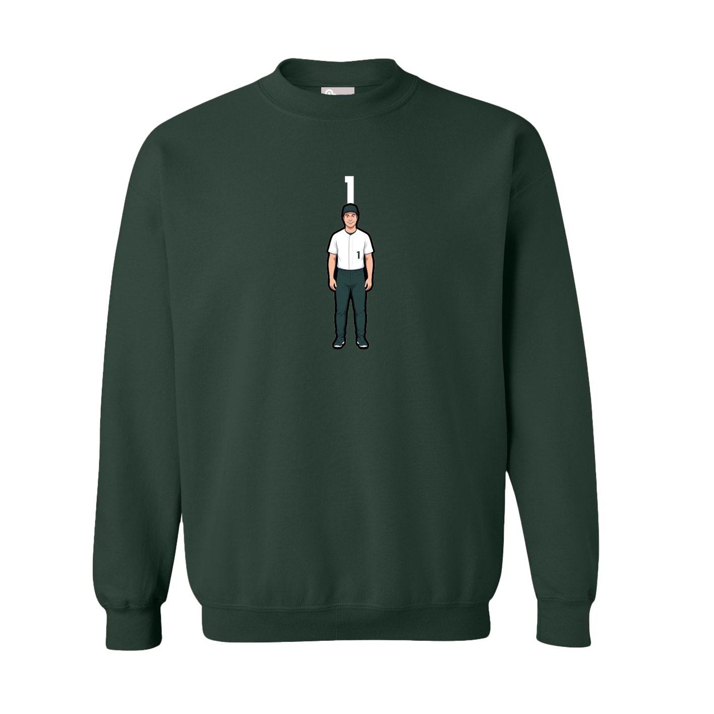 Fleece Crew — Number Top in Green