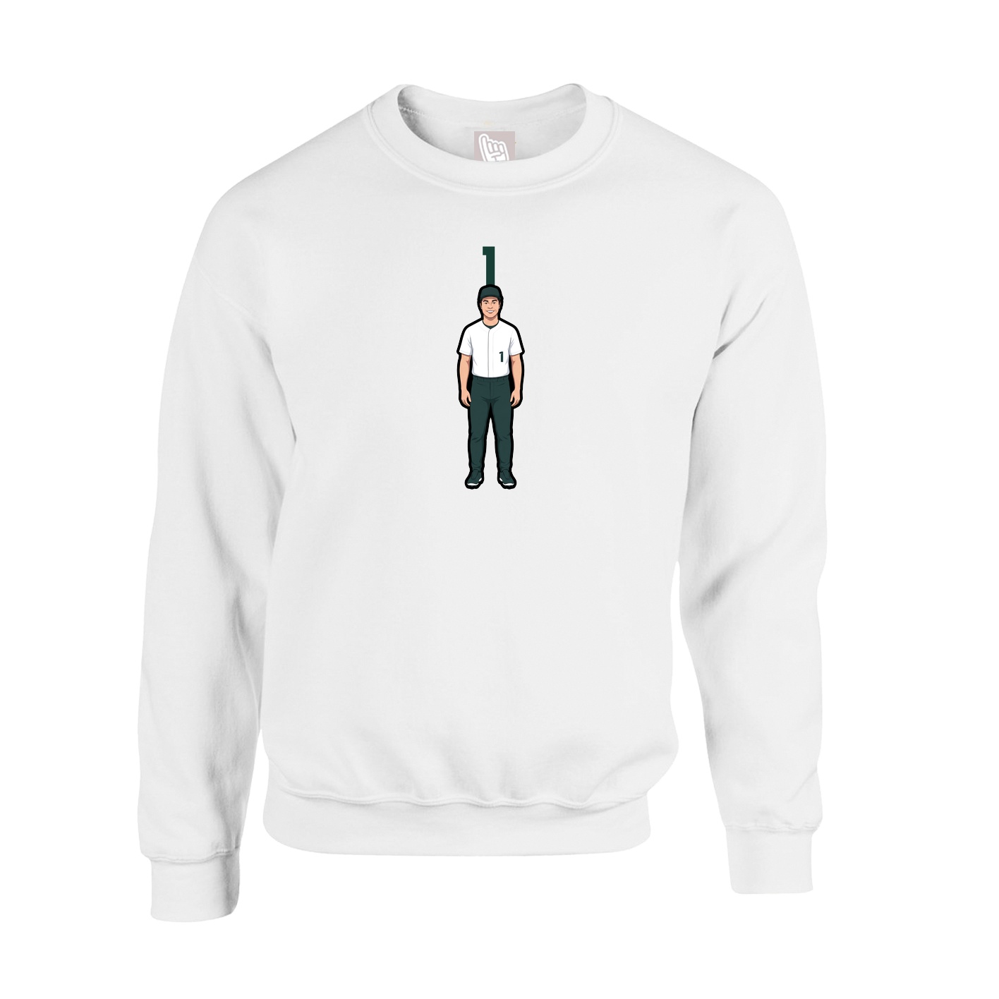 Fleece Crew — Number Top in White