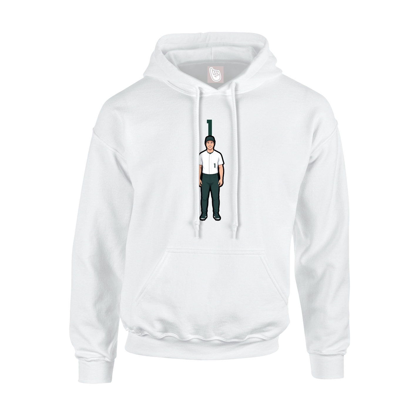 Youth Hoodie — Number Top in White