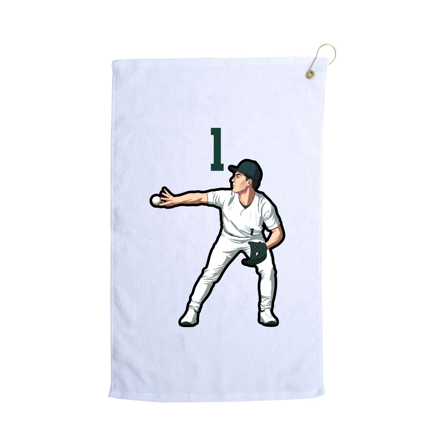Golf Towel — Number Top in White