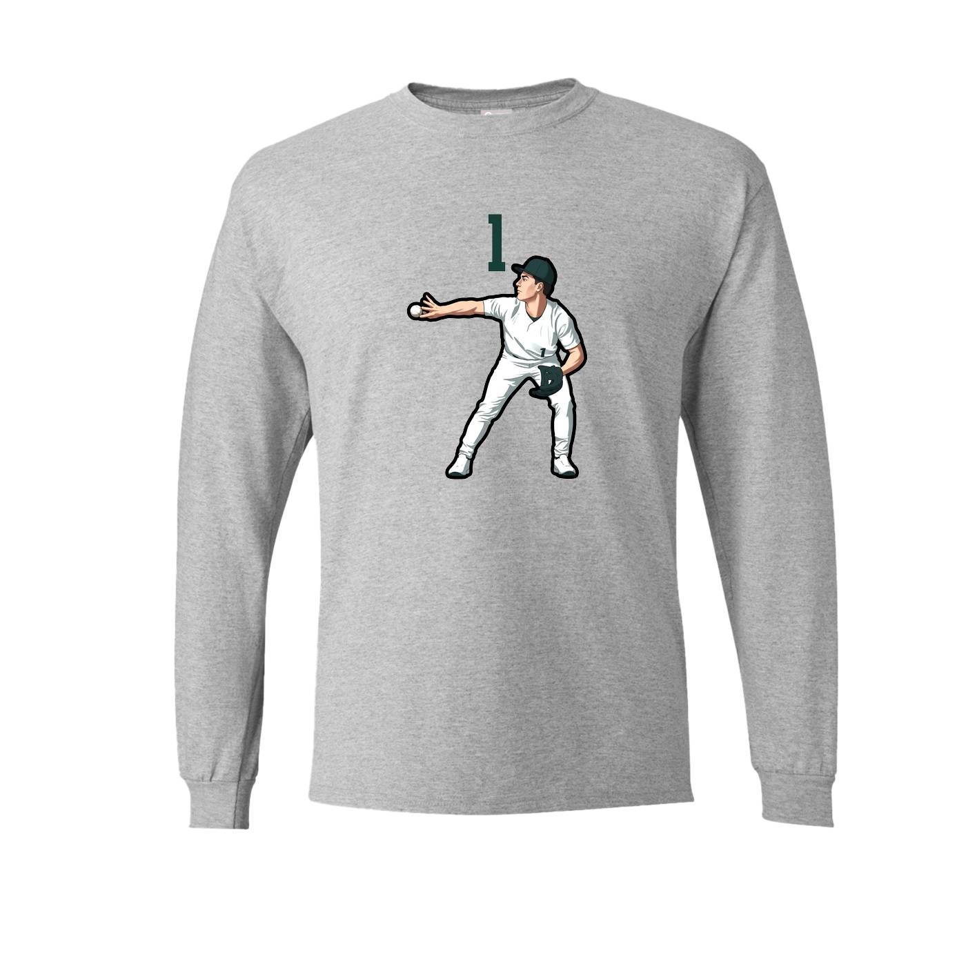 Long Sleeve Tee — Number Top in Grey