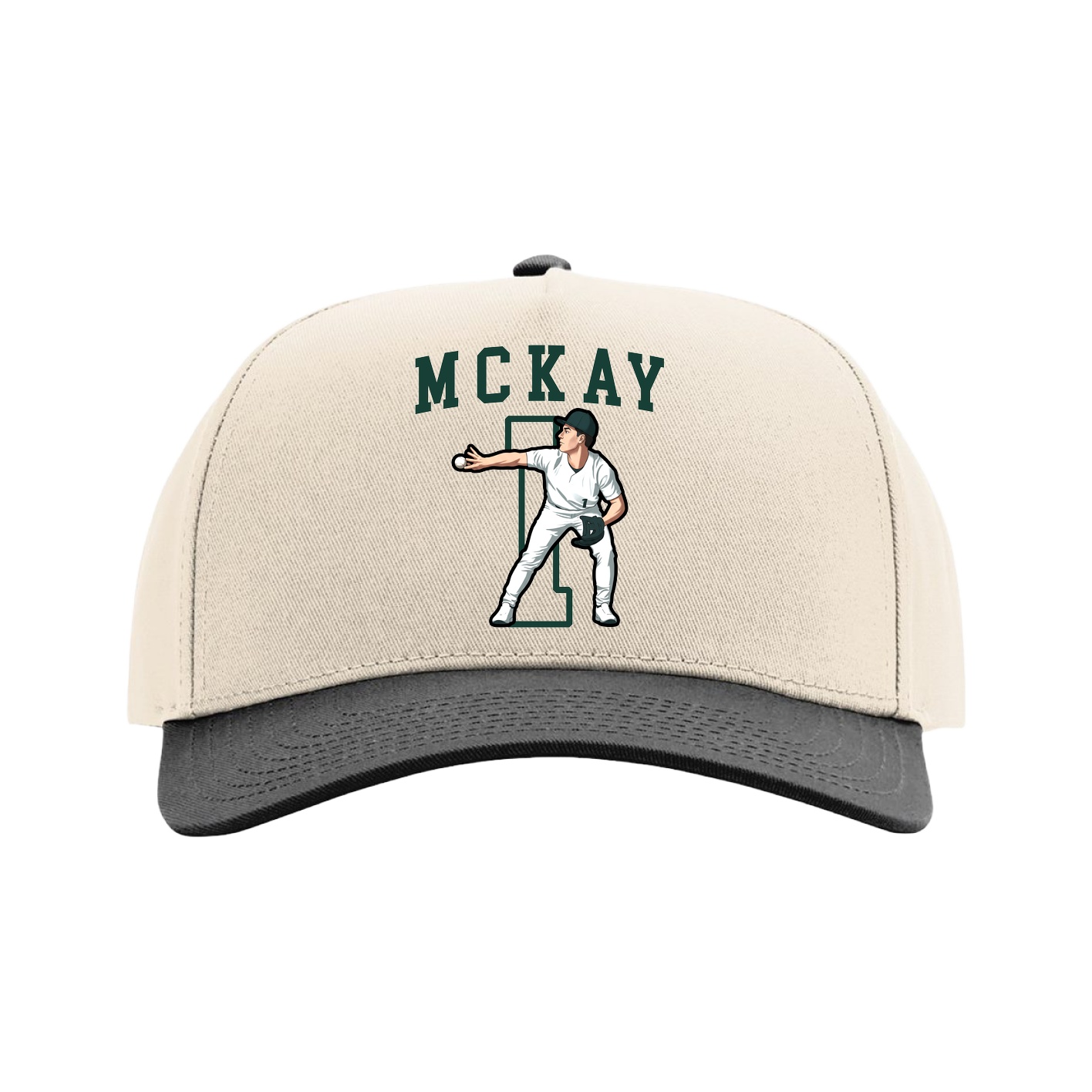 Full Fabric Five-Panel Champ Cap — Shirsey in Cream/Black