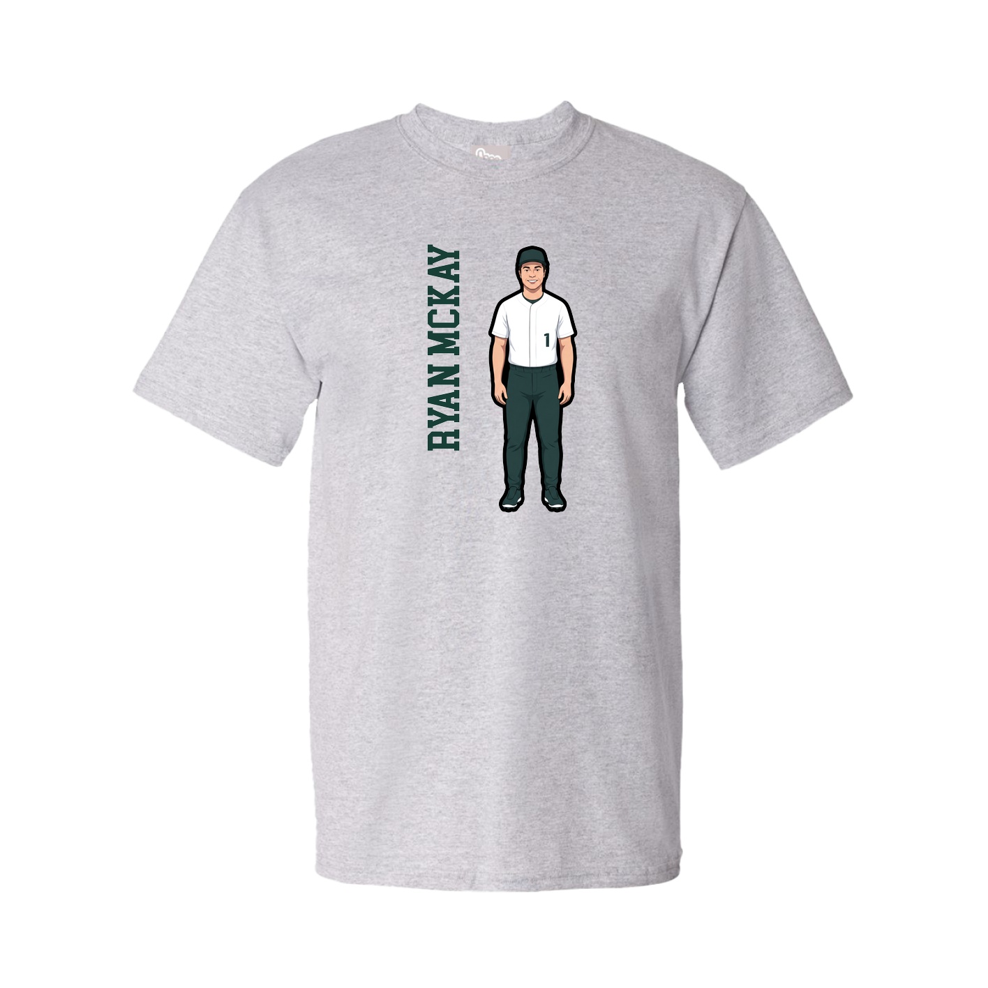 Youth Tee — Name Vertical in Grey