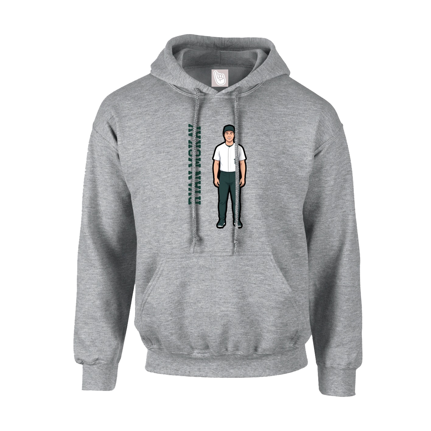 Hoodie — Name Vertical in Grey