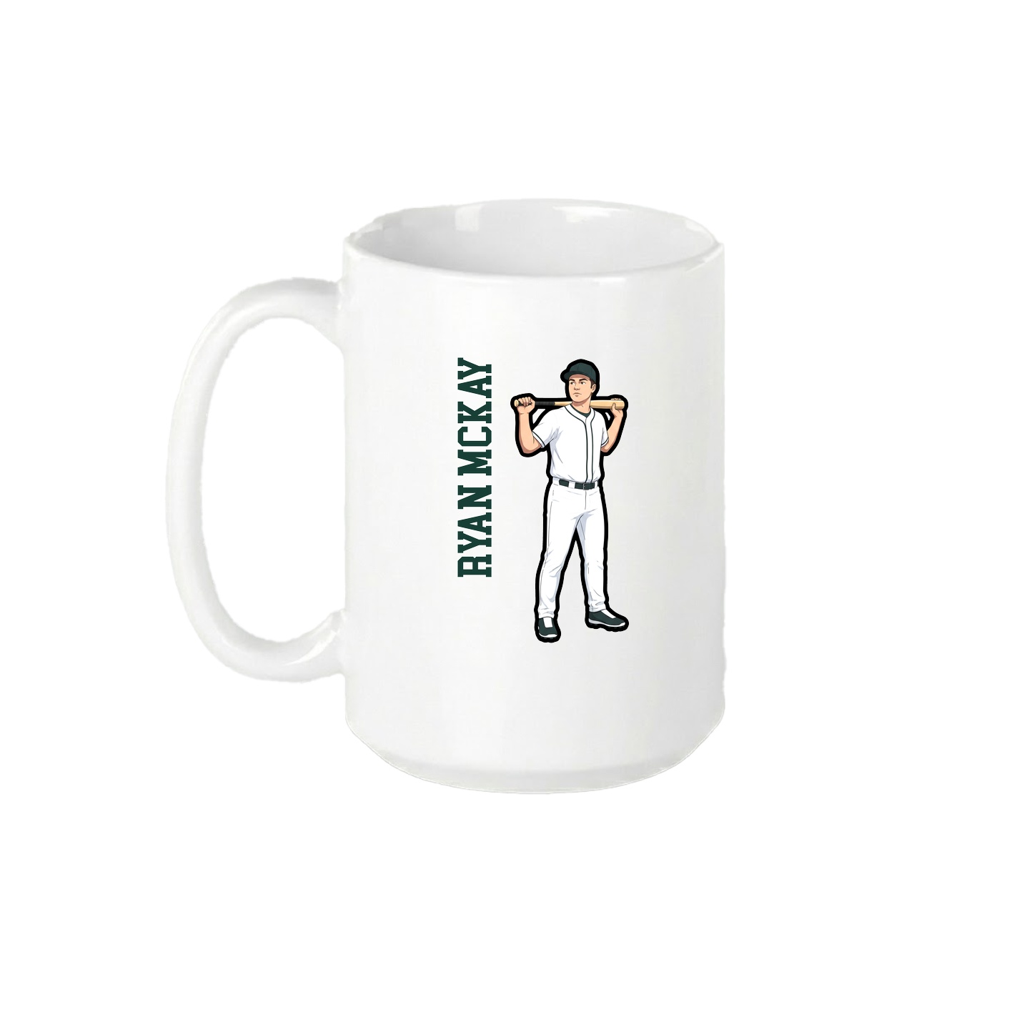 15oz Coffee Mug — Name Vertical in White