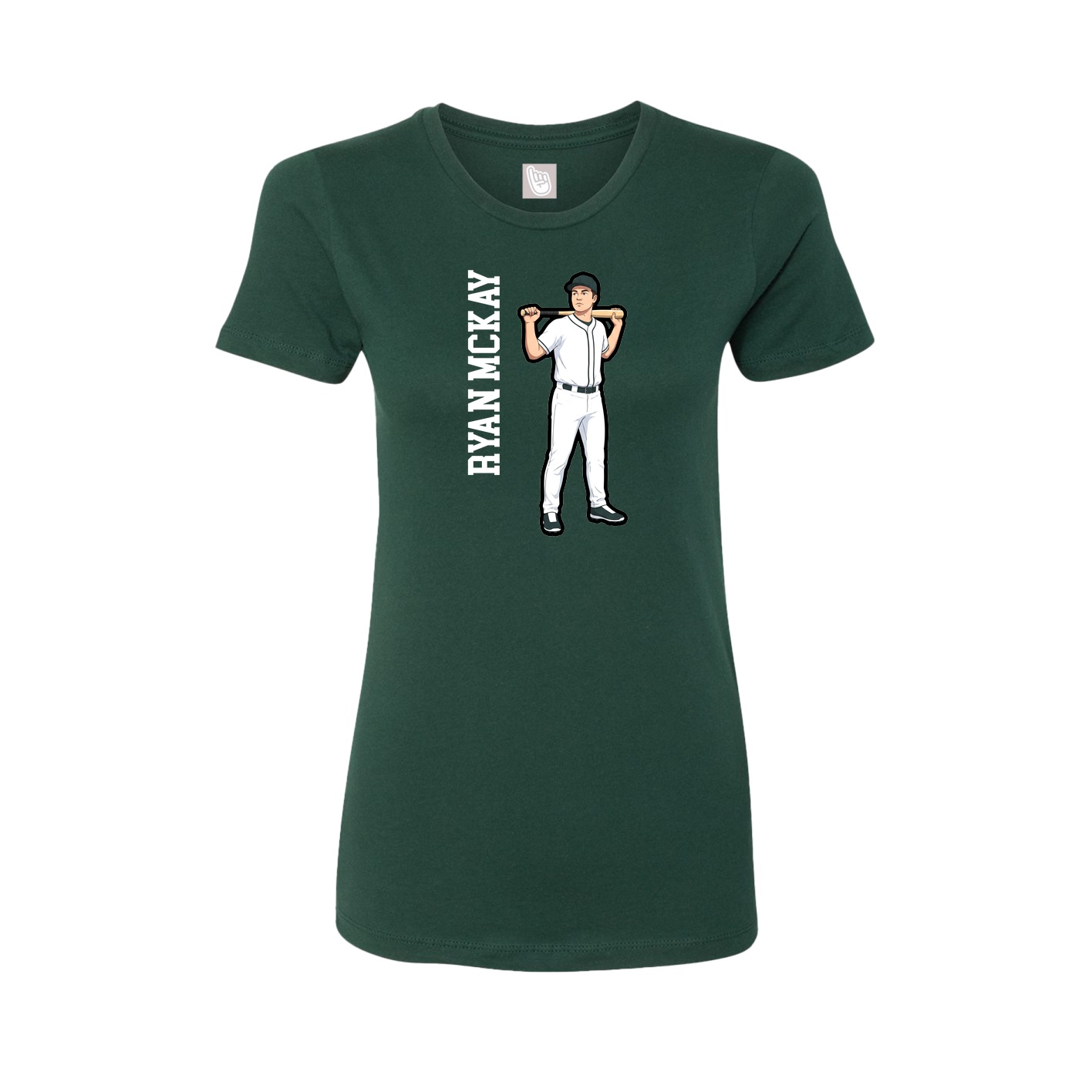 Womens Tee — Name Vertical in Green