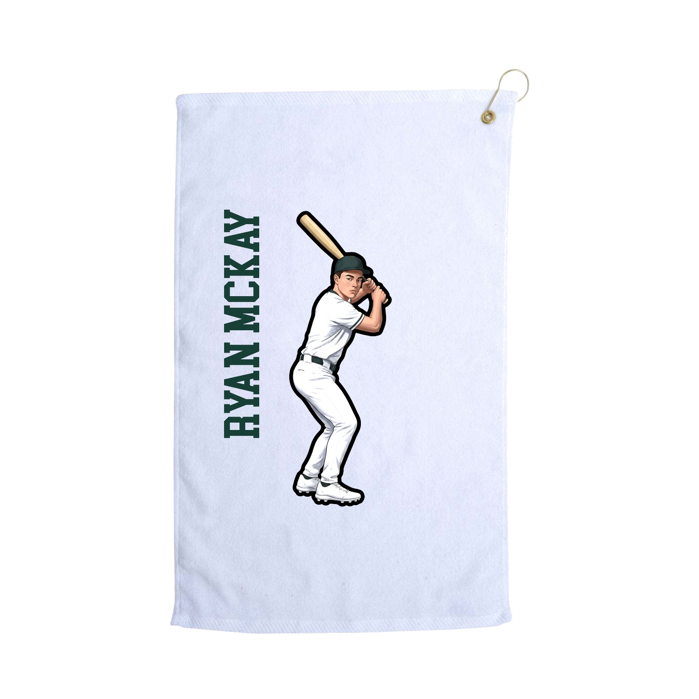 Golf Towel — Name Vertical in White
