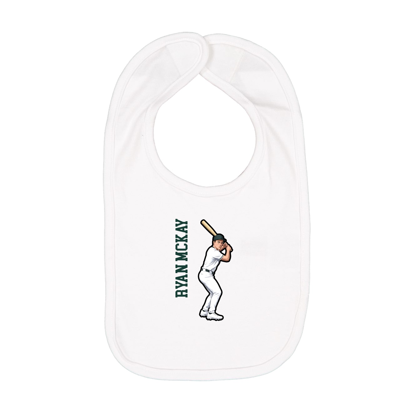 Infant Bib — Name Vertical in White