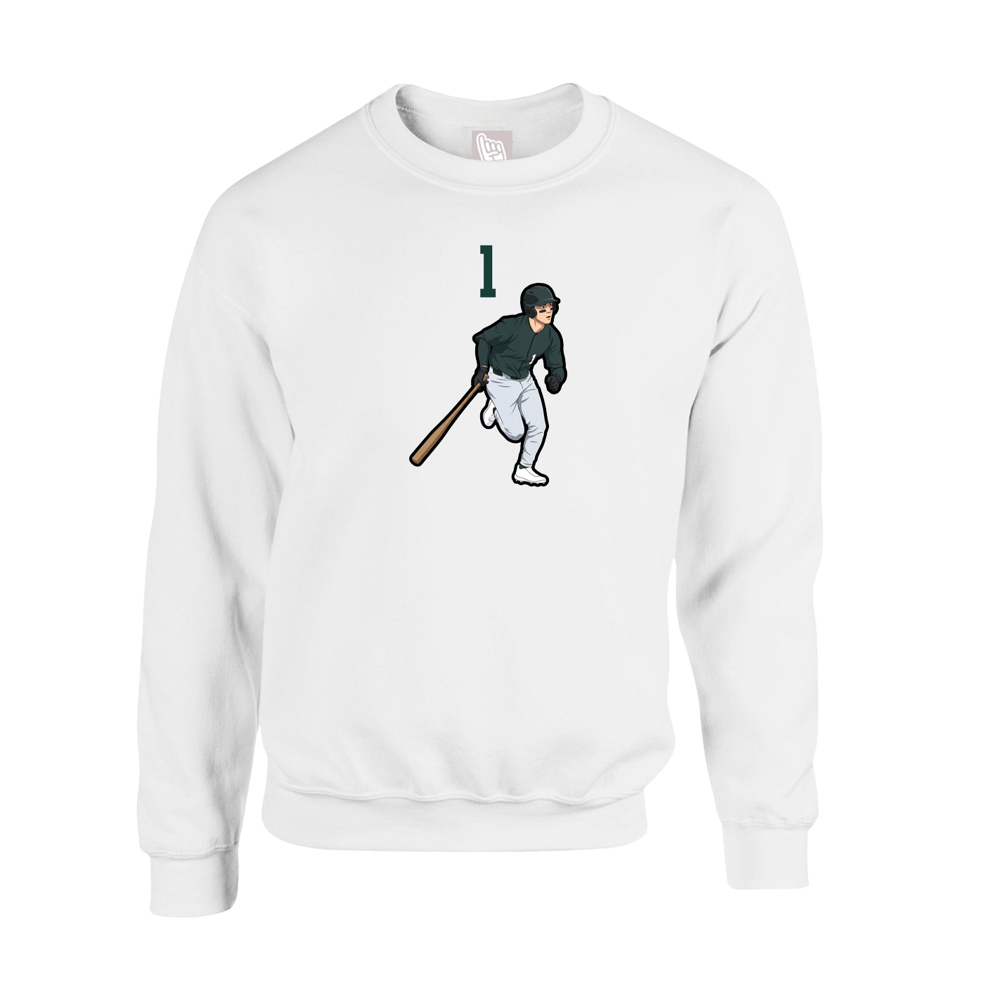 Fleece Crew — Number Top in White