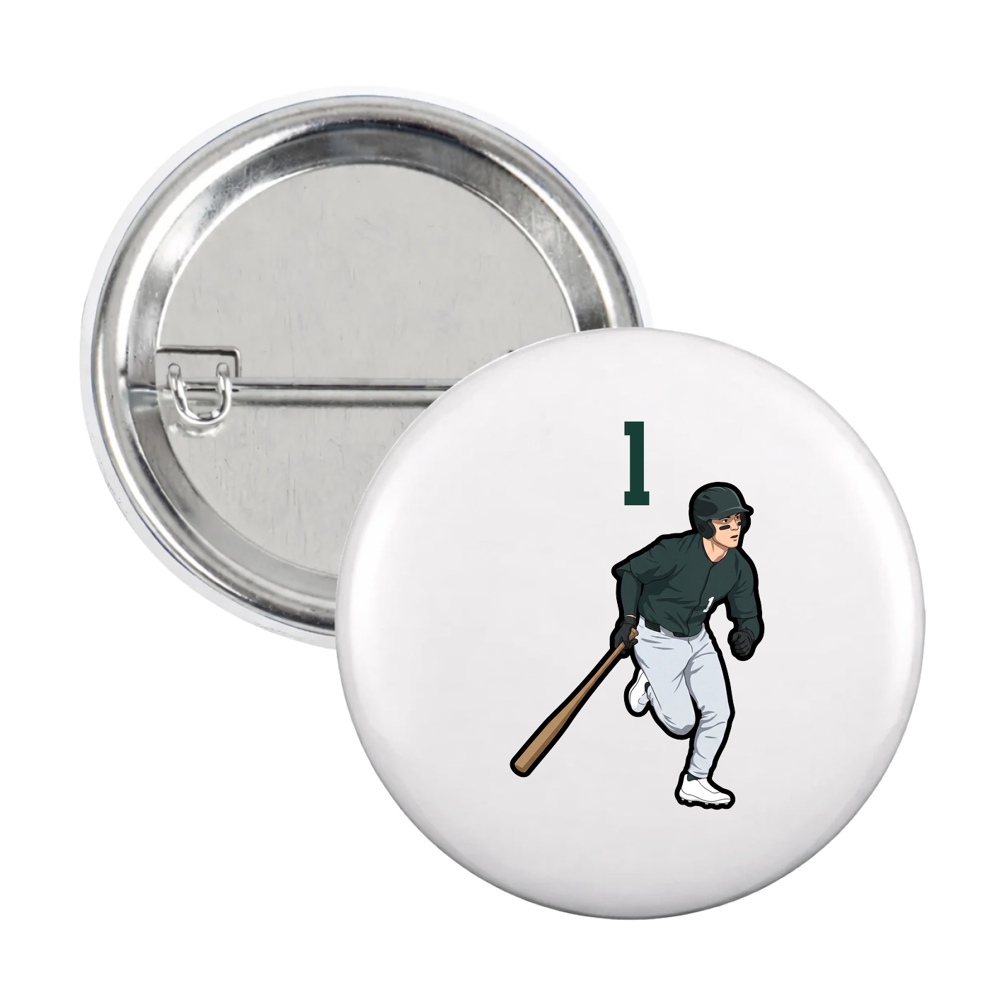 Game Day Button — Number Top in White