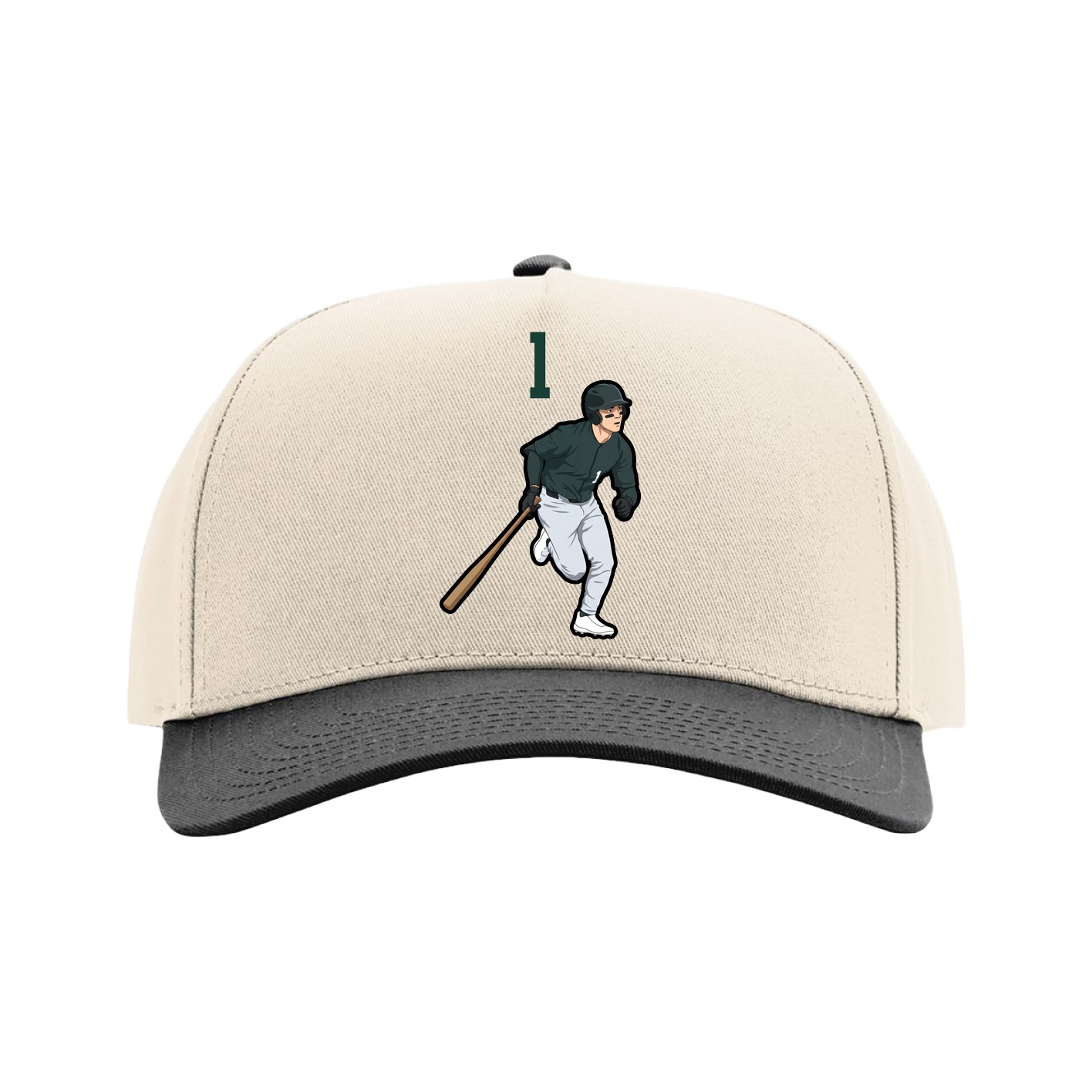 Full Fabric Five-Panel Champ Cap — Number Top in Cream/Black