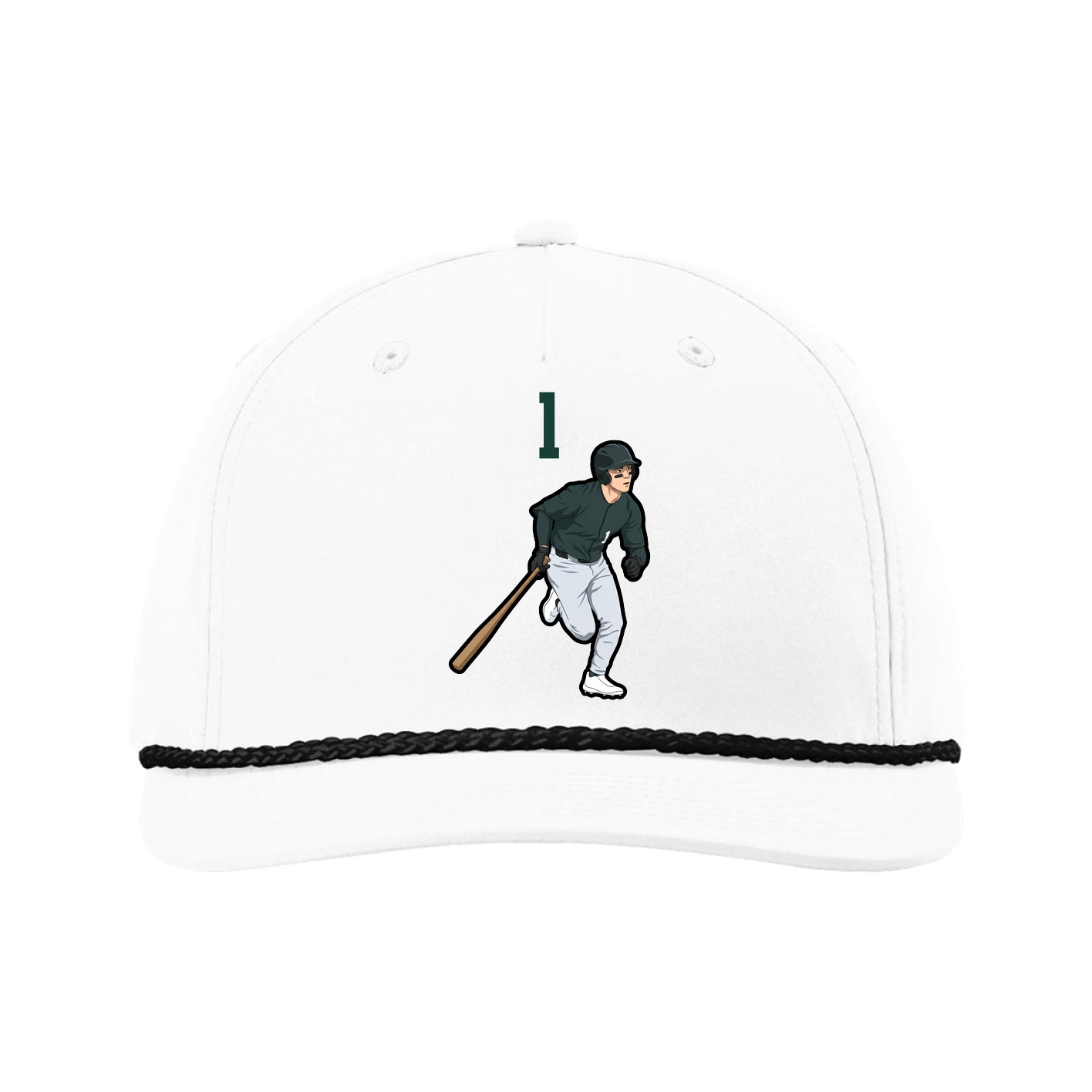 Five-Panel Classic Rope Cap — Number Top in White