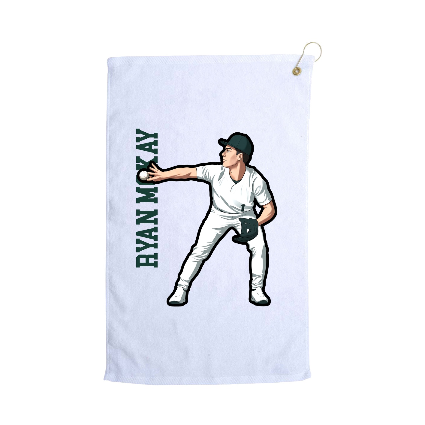 Golf Towel — Name Vertical in White