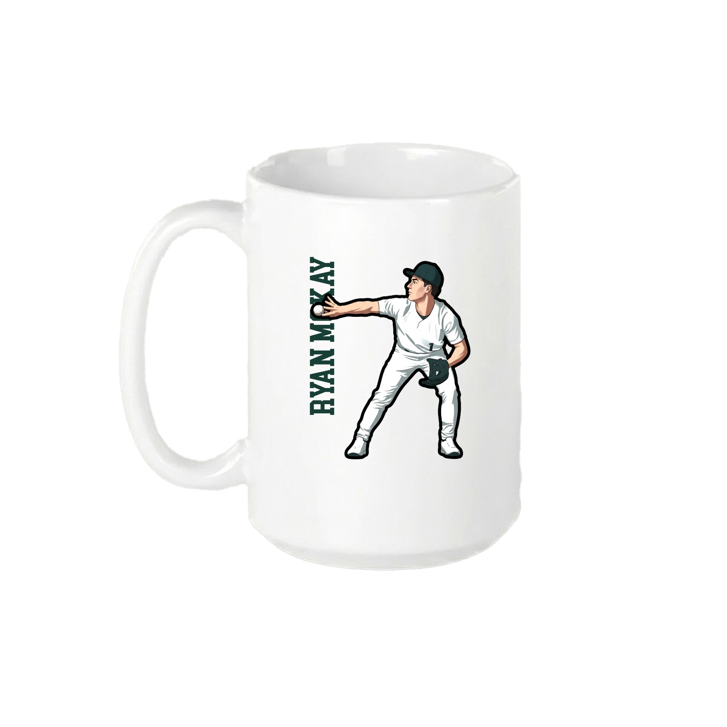 15oz Coffee Mug — Name Vertical in White