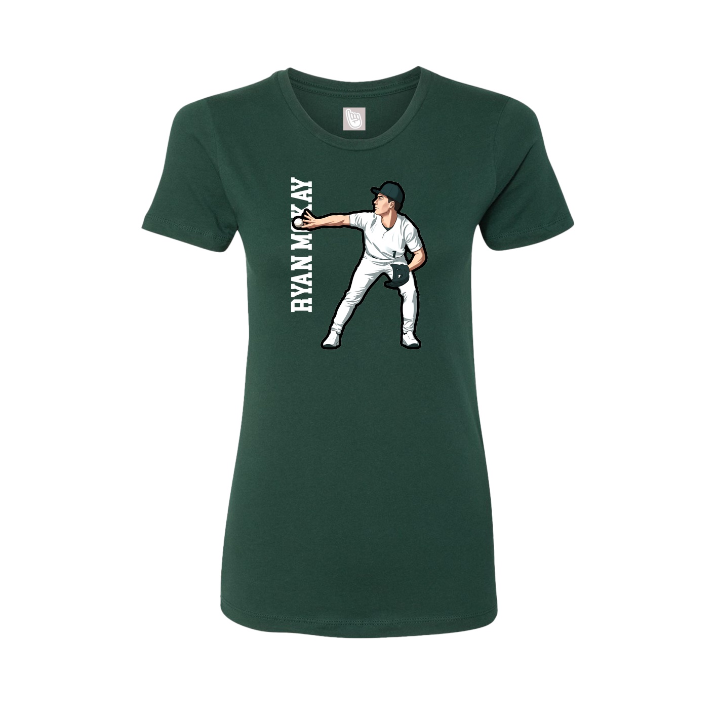 Womens Tee — Name Vertical in Green