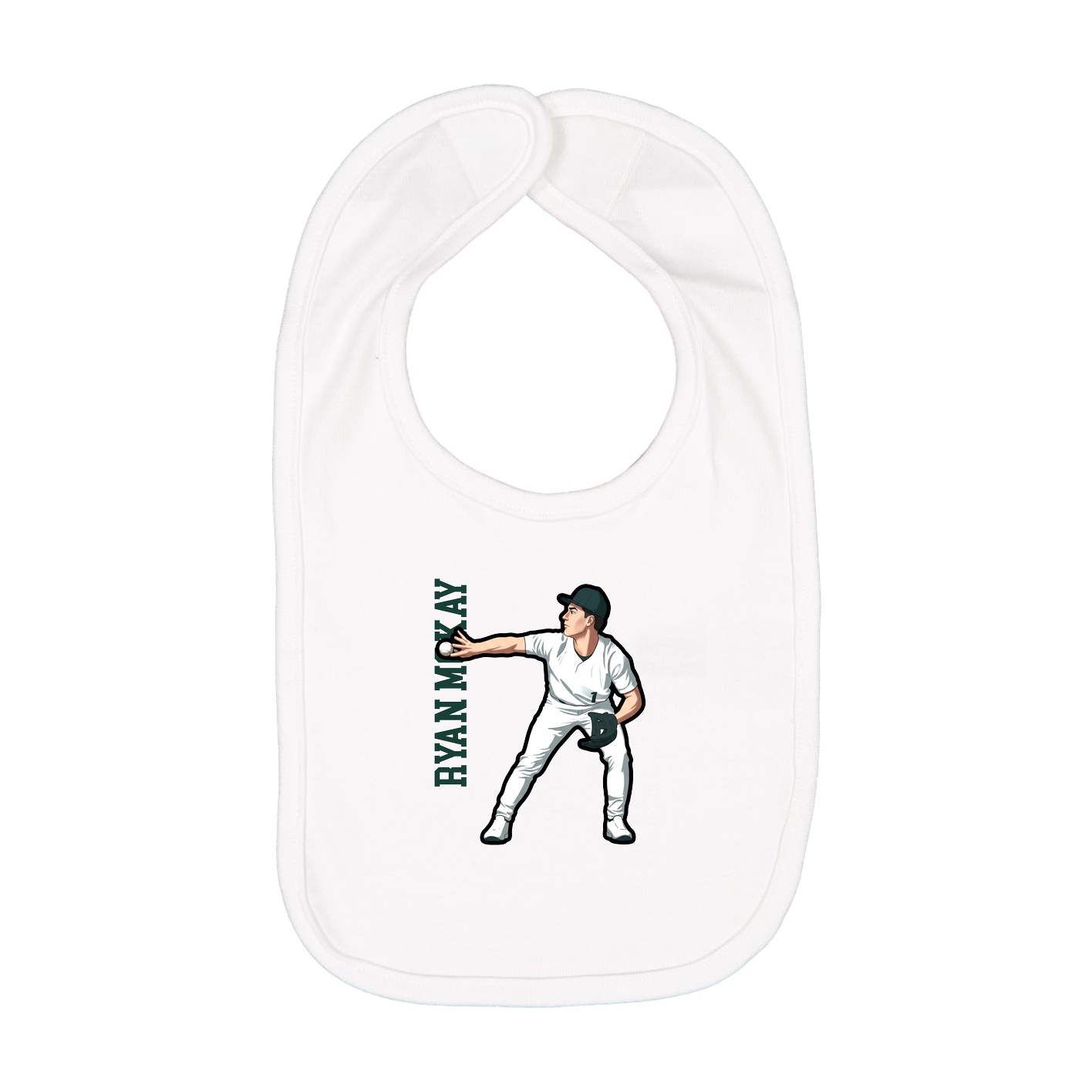 Infant Bib — Name Vertical in White